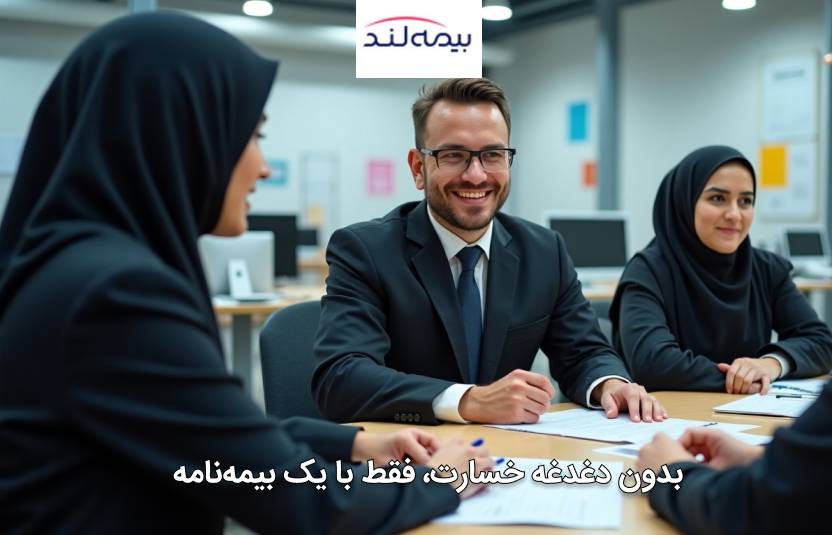 کارفرما در حال تنظیم بیمه نامه برای کارمند خود